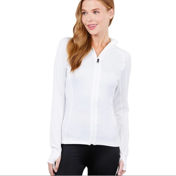 Active USA Tops - Active USA Boutique Off White Workout Full Zip Track Jacket​​​​​​